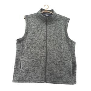 Lands End Fleece Lined Knit Vest Men's L 48-50 Heather Grey Sleeveless Gorpcore